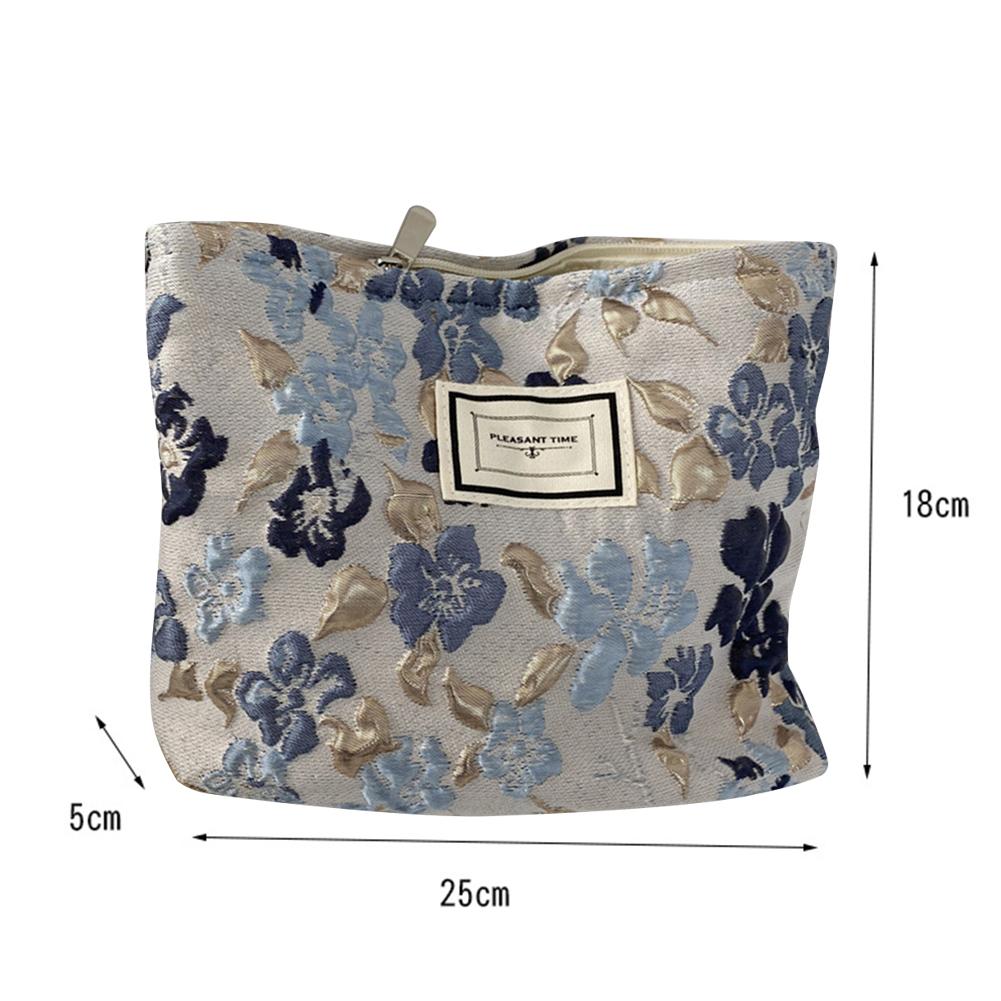 Relief Flowers Make Up Bag Large Capacity Simple Women Clutch Bag Portable Multi-function Fashion Casual for Weekend Vacation