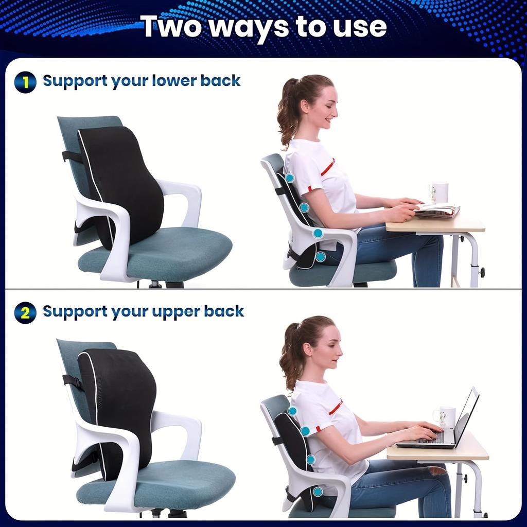 Ergonomic Lumbar Support Pillow for Office Chair & Car - Adjustable Straps with Breathable Mesh Cover, for Desk, Recliner