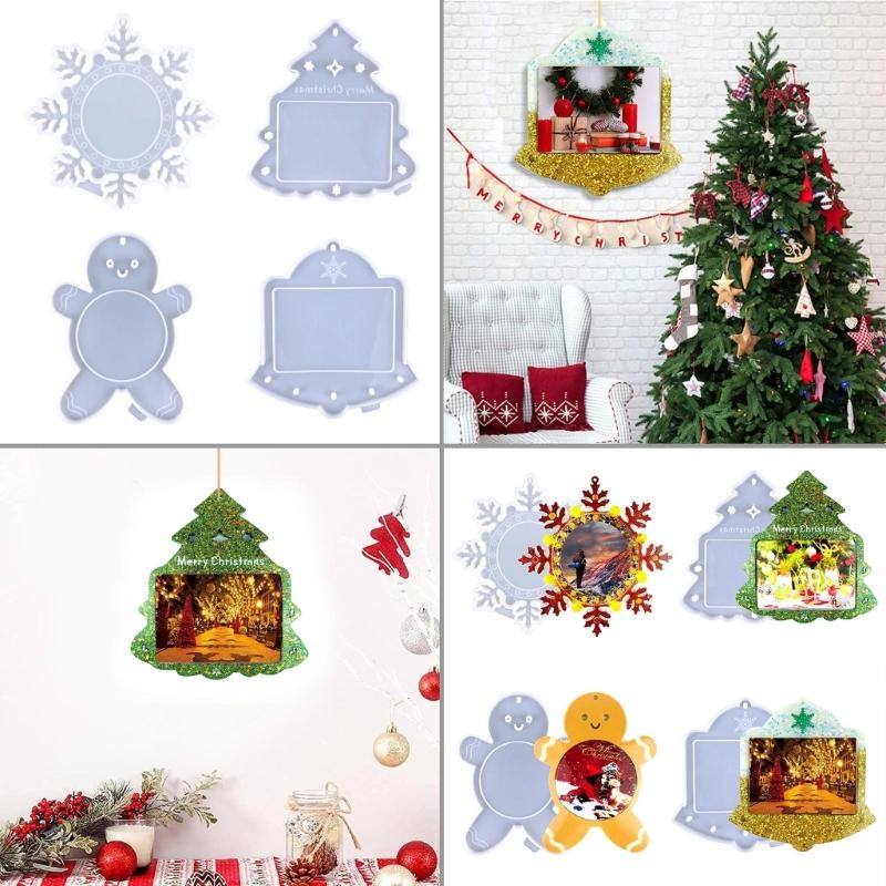 Snowflake Photo Frame Drop Glue Mold Diy Christmas Decor Snowflake Photo Frame Pendant Desktop Ornament Silicone Mold