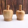 Bamboo Mortars and Pestle Set with Lid Pepper Garlic Spices Grinder Press Crusher Masher Kitchen Tool Grinding Bowl