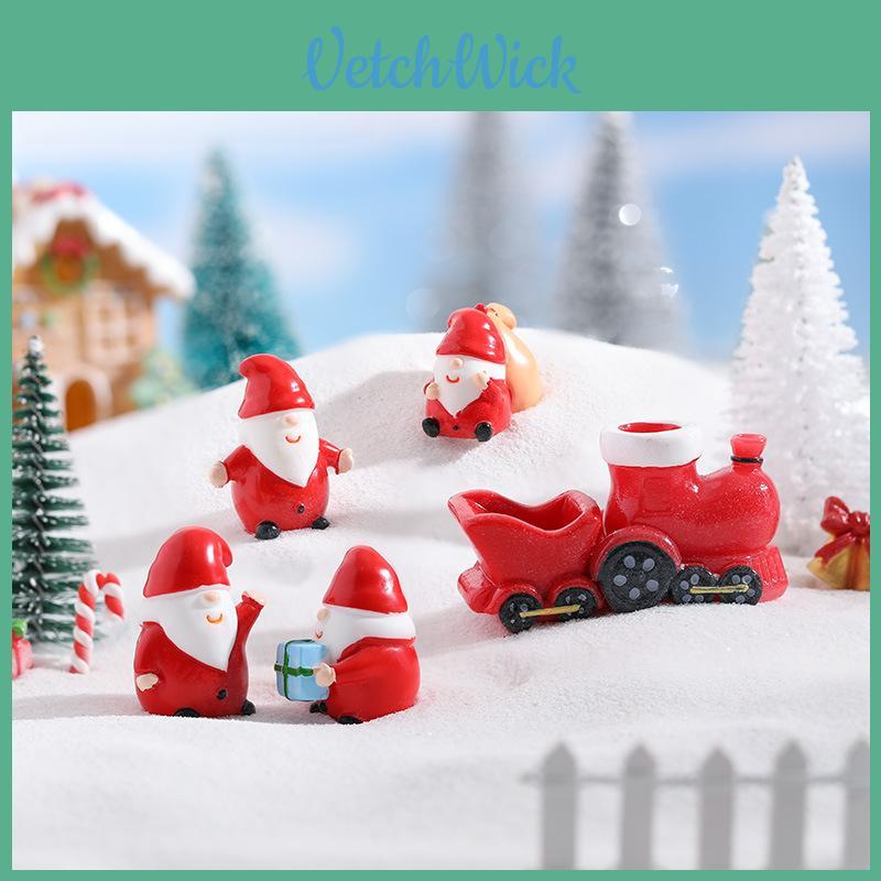 Cute Cartoon Resin Christmas Figurine For Miniature Scenes With Santa And Snow