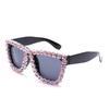Oversized Rhinestone Frame Ladies Diamond Glasses Square Sun Glasses Designer Stylish Sun Glasses UV400 Shades for Ladies