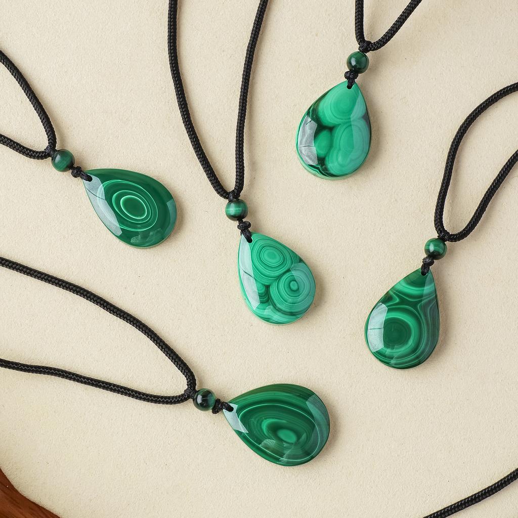 Natural Crystal Malachite Stone Drop Pendants Gemstone Crystal Crafts Oval Shape Gifts