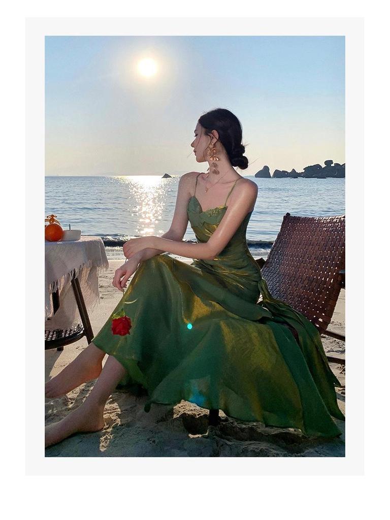 Sanya Seaside Vacation Ruffle Spaghetti Strap Mermaid Dress