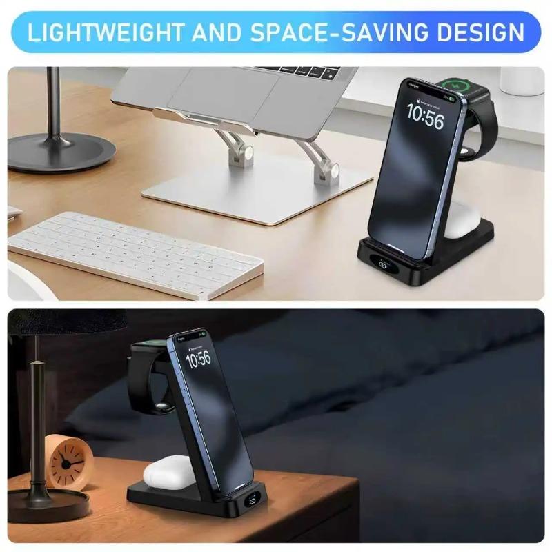 3-In-1 Wireless Charger Holder for iPhone17 16 15 14 13 12 Pro Max Plus Airpors Apple Watch Samsung S25 Fast Charging Station