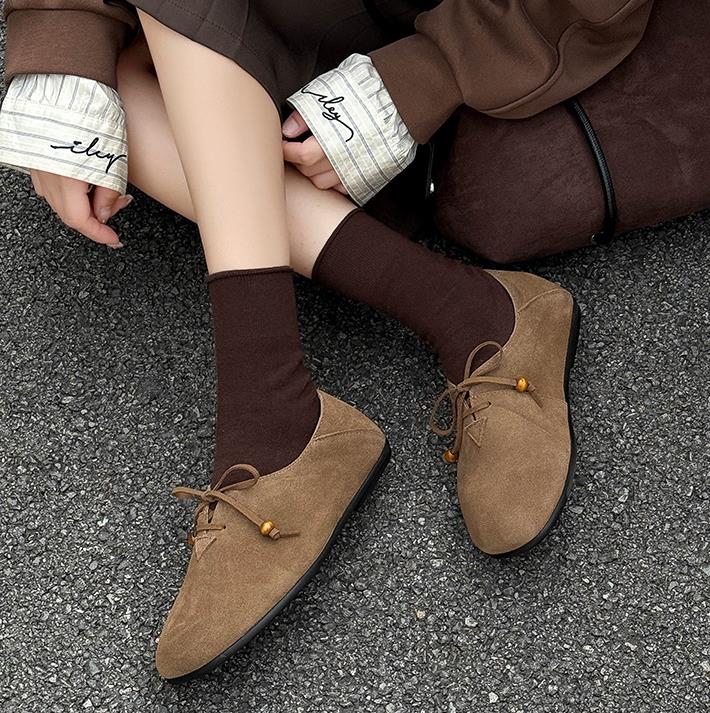 Fashion Soft Premium Frosted Cowhide Women's Flats Casual Shoes 2025 Lightweight Comfortable Trendy Shoes Flat Soft Sole Tide