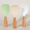 Silicone Rice Spoon with Wooden Handle Heat Resistant Non-Stick Stand-Up Design Rice Spatula Food Grade Kitchen Utensil for Serving Rice Cereal &