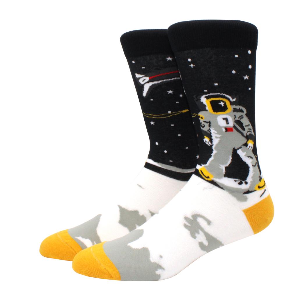 Unisex Malerei Stil Astronaut Mann Socken Baumwolle Harajuku Bunt Vollsocken Damen Weltraum Streetwear 1 Paar Größe 38-46
