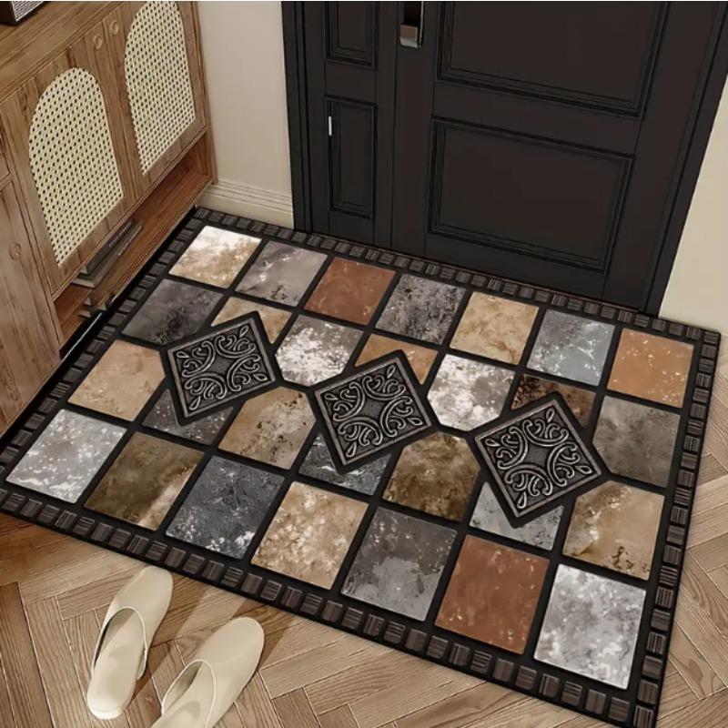 "welcome" Stone Patterned Welcome Door Mat with ADesign for Farmhouse Decoration and Home Entrance The Front Door Welcome Mat