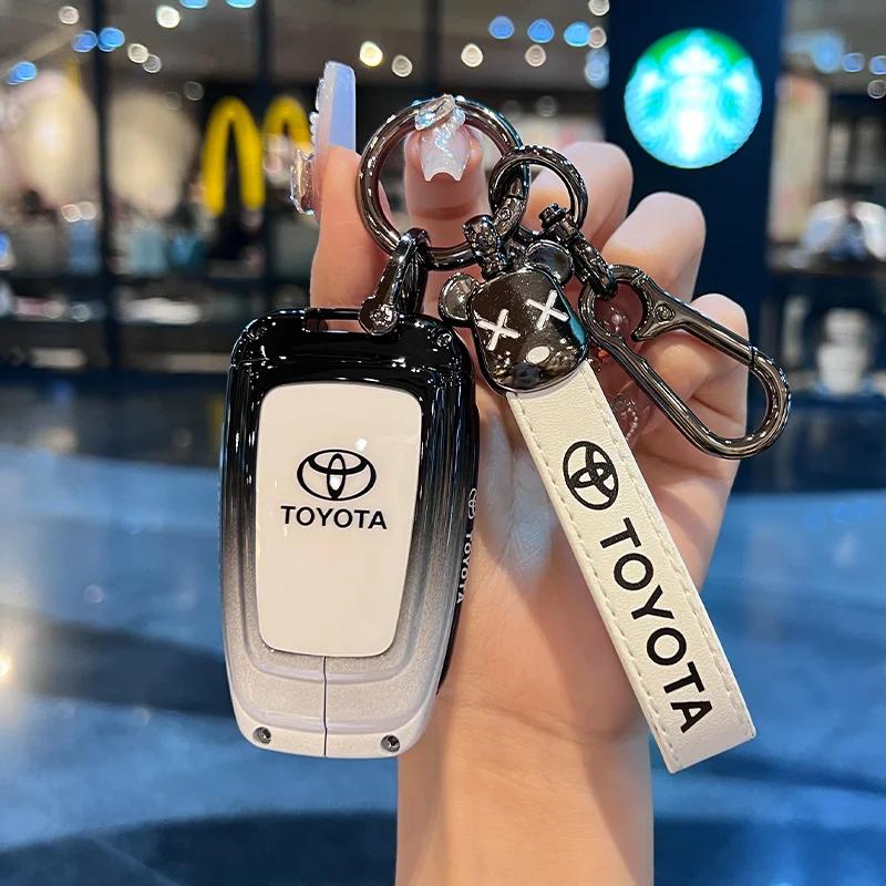 Toyota Car Key Case Cover Shell Fob for CHR Hilux Fortuner Land Cruiser 200 Camry Corolla Crown RAV4 Highland Key Chain Accessor