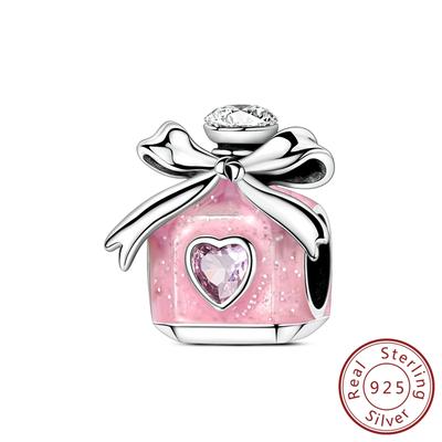 New In Charms Copper Pink Perfume Bow Beads Charms Jewelry Fit Original Bracelet For Women Diy Gift