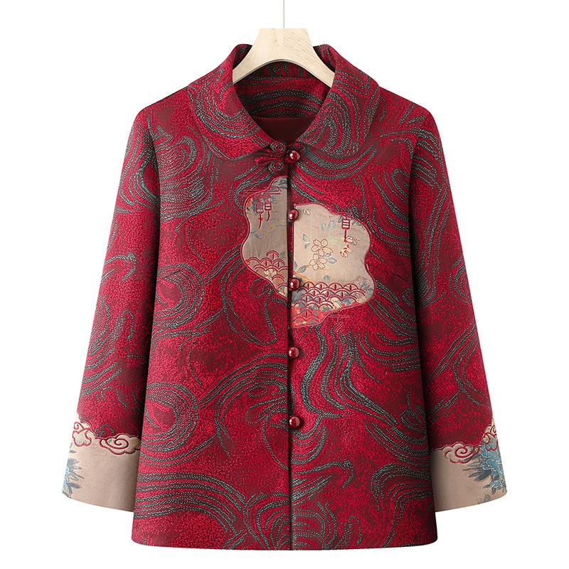 

Lapel jacket women s autumn old lady fleece thickened top XL (recommended 80-50kg)