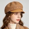 Autumn and Winter Light Luxury Handmade Diamond Chain Wool Cap Women's Versatile Fashion Newsboy Hat Trendy and Warm Felt Hat
