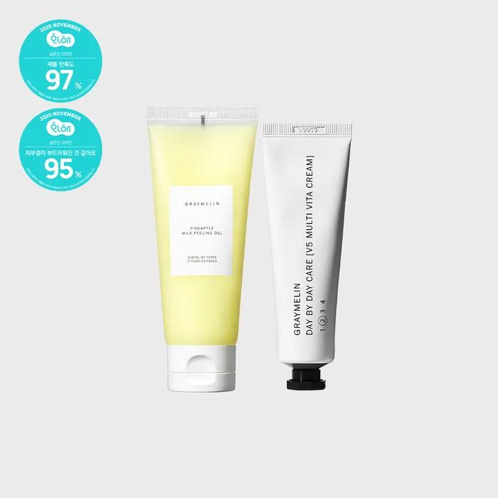 [Whitening Functional][Hypoallergenic] Pineapple Mild Peeling Gel 100ml + V5 Multi Vita Cream 50ml