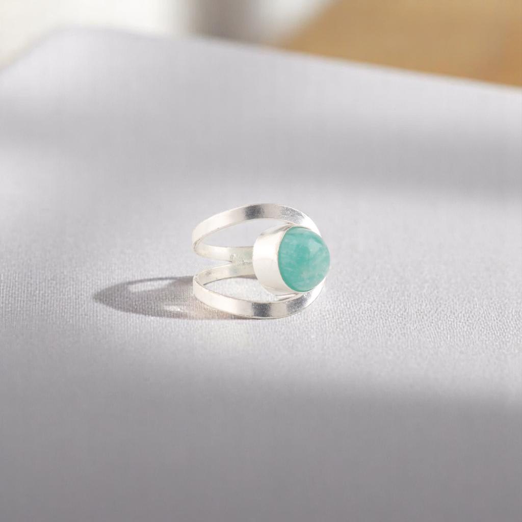 Amazonite Gemstone 925 Sterling Silver Jewelry Handmade Ring Gift For Mother RR-68-26