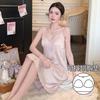 Sexy Women's Thin Suspender Pajamas Spring and Autumn Summer Lace Lace Pajamas Ice Silk Loungewear with Chest Pads