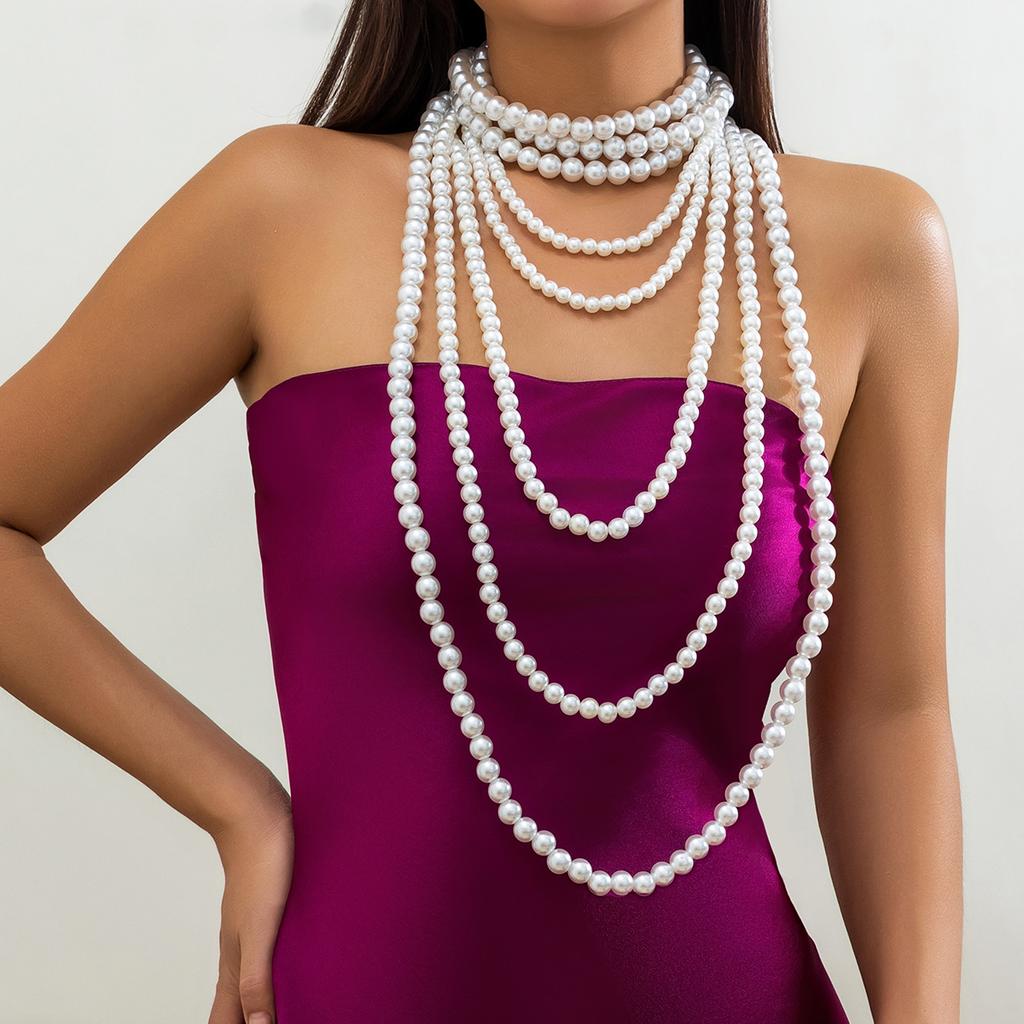 Mehrschichtige Imitation Perlen Damen Halskette Temperament Barock Größe Perlen French Retro Kragen Schmuck Choker