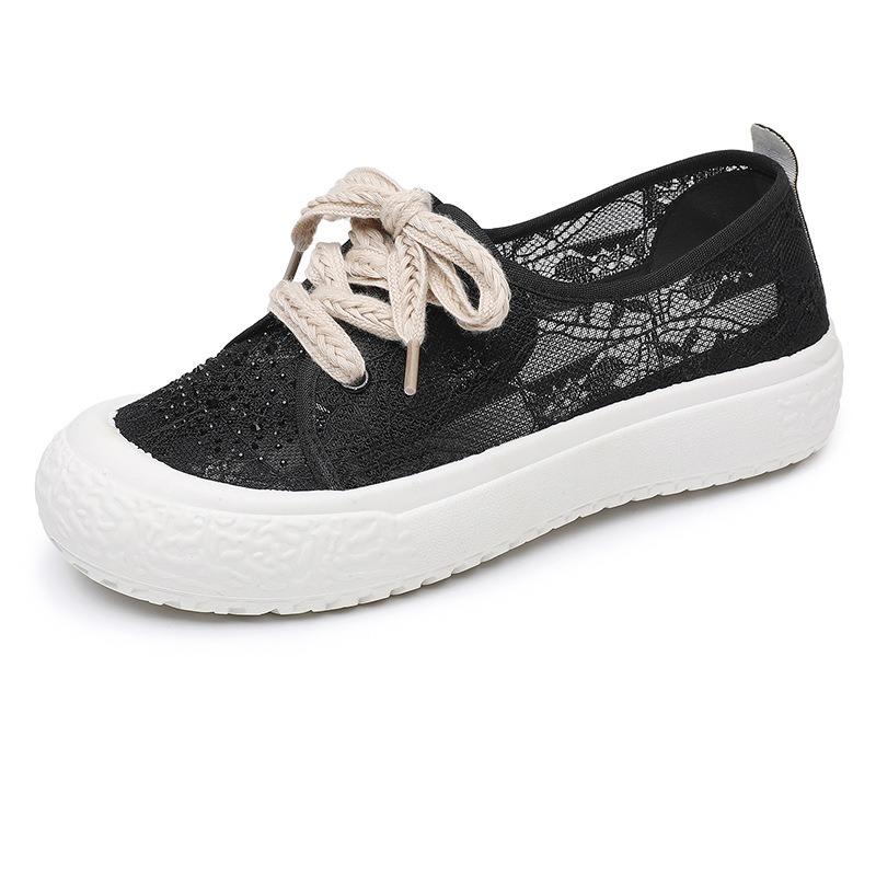 Thick-soled summer versatile casual fisherman shoes lace lace-up mesh breathable student shoes soft-soled one-pedal mother shoes