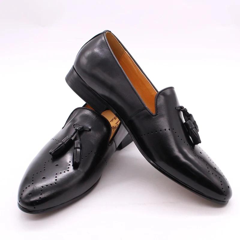 Fashion FELIX CHU Men's Genuine Leather Tassel Loafers Casual Dress Shoes Wedding Party Gentleman Street Style Fashionable