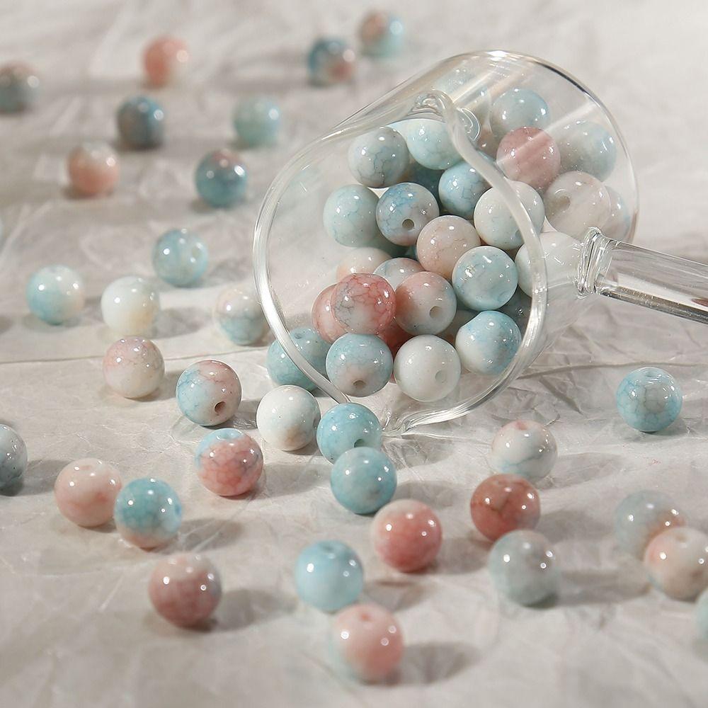 40pcs/set Makeing Bracelet Coloured Glaze Beads Round Loose Spacer Beads  Jewelry Making