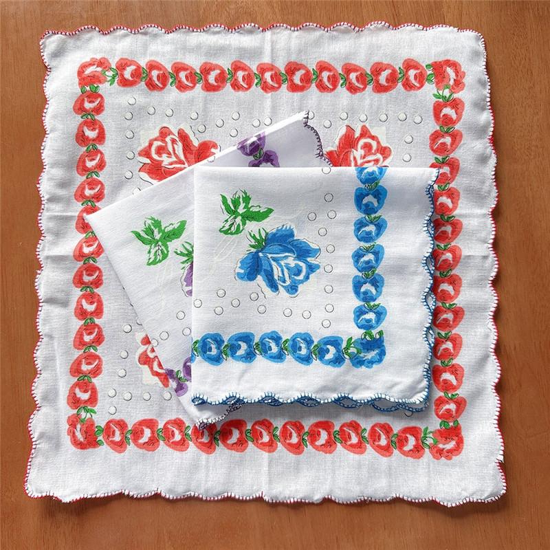 3Pcs 28x28cm 100% Cotton Flower Printed Children Hand Face Wipes Handkerchiefs Kindergarten Square Scarves
