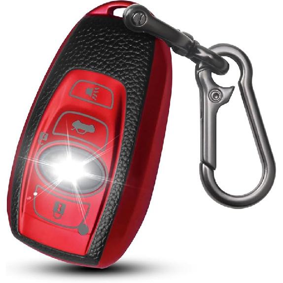 QBUC for Subaru Key Fob Cover Case with Keychain,Car Key Holder fit for Subaru Crosstrek Forester Outback Ascent Impreza Legacy BRZ WRX Sti 4 Buttons