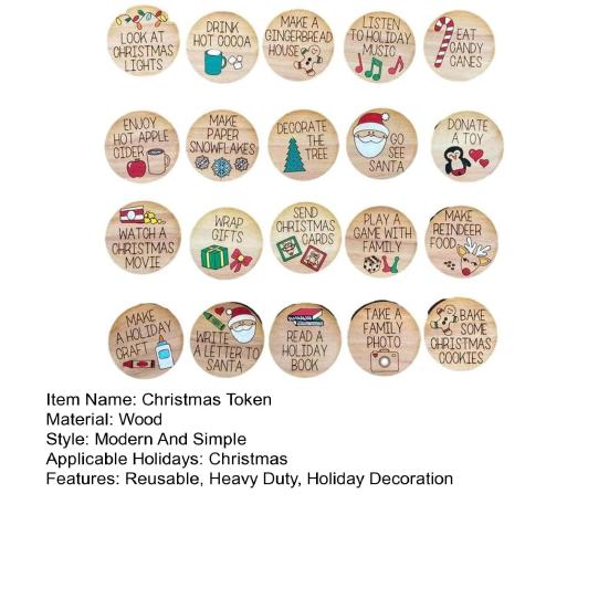 20 Pz/set Gettoni Conto Alla Rovescia Di Natale Cosa Fare Lettera Stampata Decorazione Festiva Natale Avvento Monete Di Legno Dischi Kit