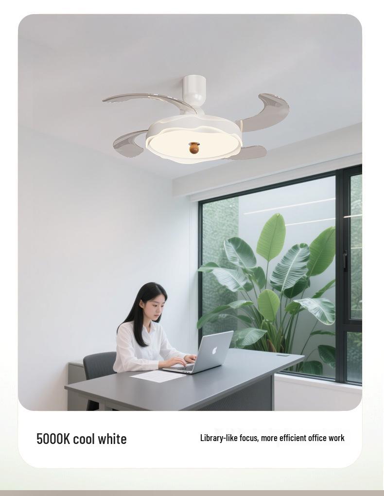 Minimalist Chinese-Style Silent Ceiling Fan with Light & Full Spectrum Eye Protection for Bedrooms & Restaurants