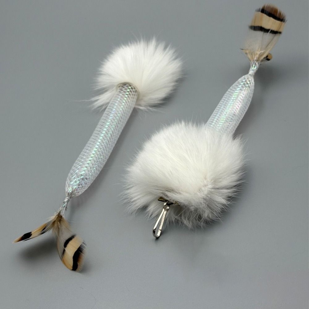 2 Pieces Bite Resistant Cat Teaser Stick Replacement Head Polyester with Sound Interactive Cat Toys Mermaid Shape