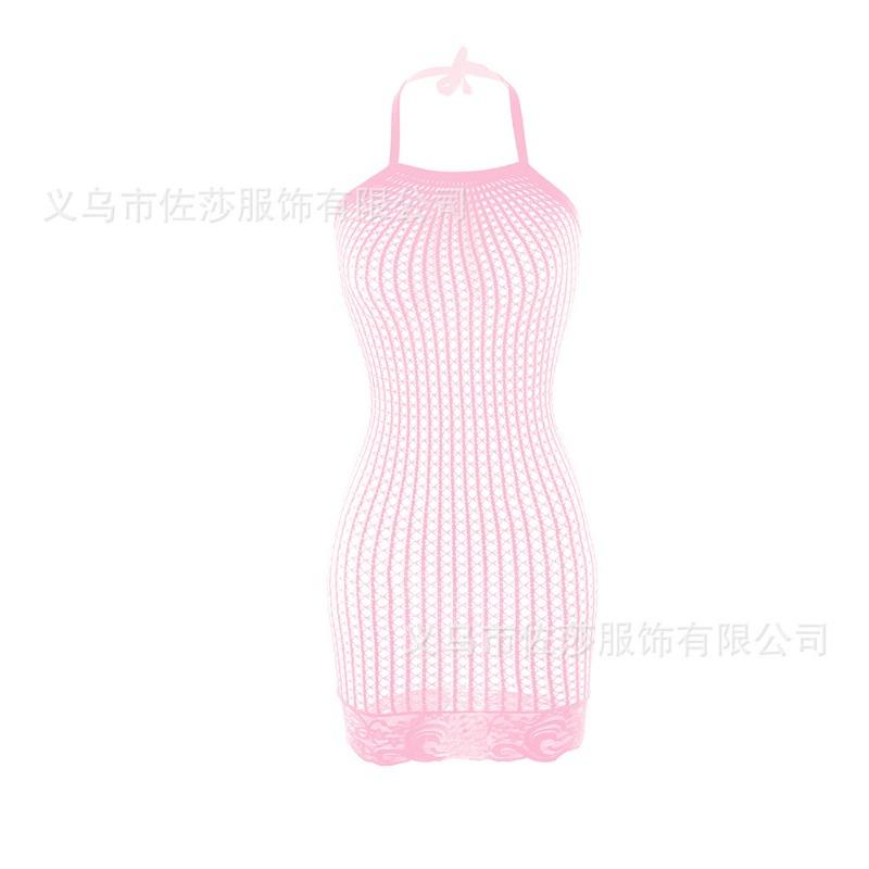Sexy Neck Lingerie Women's Hollowed-out Tight Mesh, Burst Breasts, Perspective Hip Skirt, Uniform Temptation