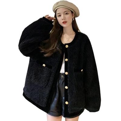 JINZUOMA Women's Fur Coat Jacket, Top, Fur Coat, Outerwear for Autumn and Winter, Long Sleeve, Loose Fit, Fleece Lining, Warm, and Cold Protection, Wh