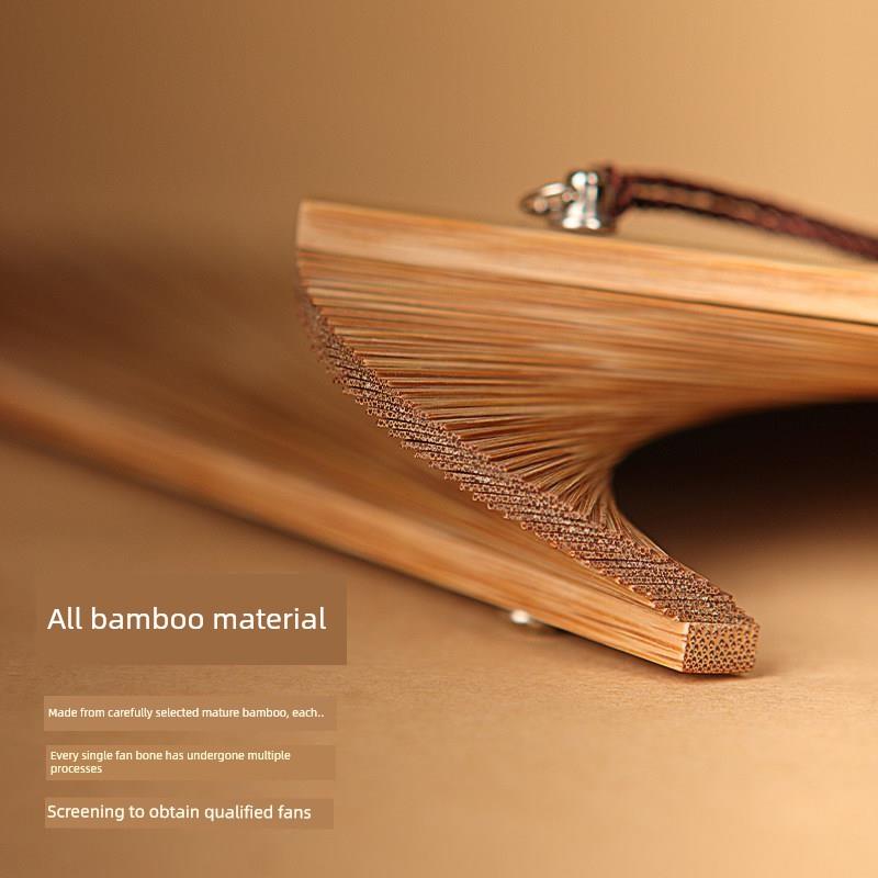 All-Bamboo Folding Fan, New Chinese Style, Mini Fan, Traditional Style, Small Folding Fan for Cheongsam, Retro Portable Folding Fan for Women