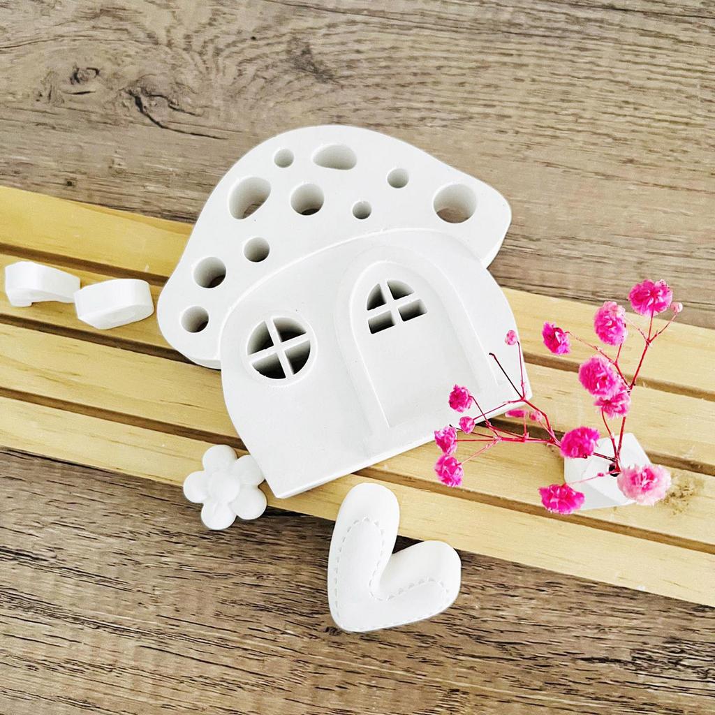 Mushroom House Insert Silicone Mold for Tealight Holder Home Decorations Candle Holder Handmade Casting Molds Decors