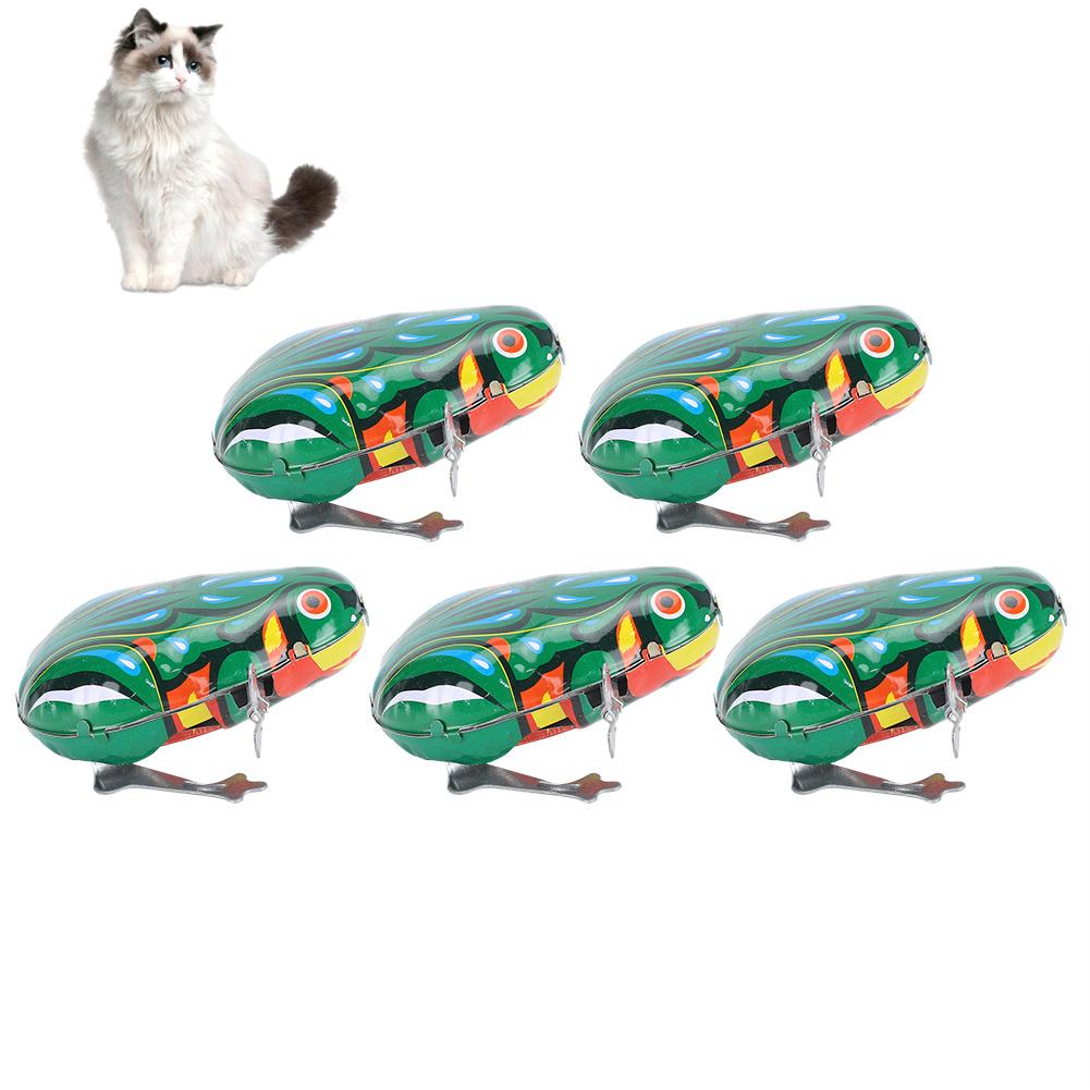 5 PCS Clockwork Pet Toy Iron Sheet Frogs Suitable for Cat Dog Playing Accessories(Clockwork  Spring SemiAutomatic