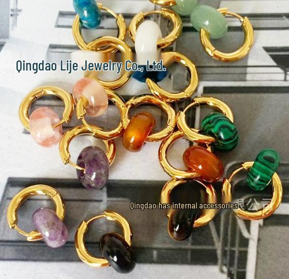 Niche Design Natural Agate Jade Lucky Bead Earrings