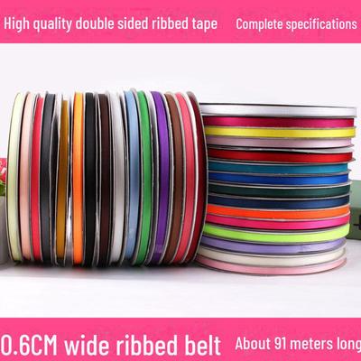 6mm Double-Sided Ribbed Satin Ribbon for DIY Hair Bows, Packaging, and Craft Decorations