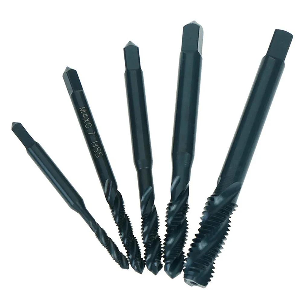 5 7pcs Spiral Hand Thread Tap Screw Metric Plug Drill Bits M3 M4 M5 M6 M8 M10 M12 Hand Tools