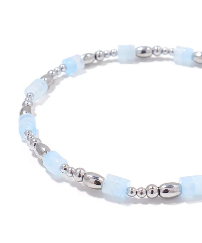 Sky Blue Disc Hematite Bracelet (PLT-BR-126_SKB)