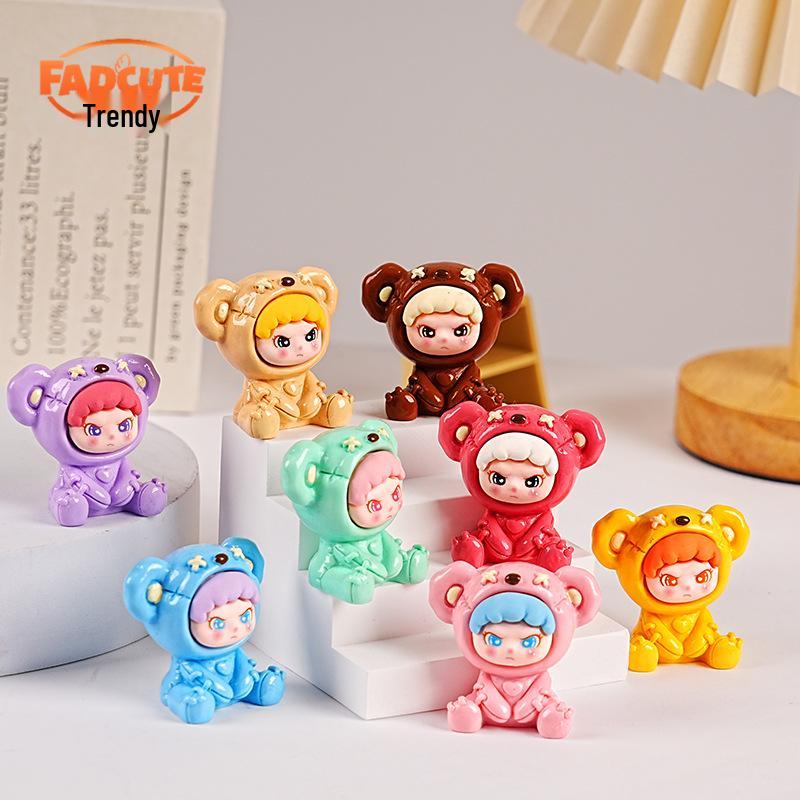 

Trendy Faux Leather Bear Blind Box Pendant - Cute DIY Figurine Decoration Doll