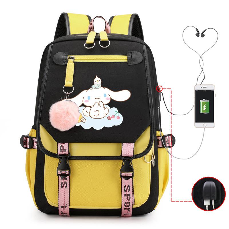 Pies z Dużymi Uszami Plecak Szkolny Męski i Damski Plecak dla Ucznia Szkoły Średniej Gimnazjum Styl College'owy Pasek do Plecaka Plecak Wielofunkcyjny USB