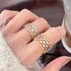 Italian Cloth Pattern Engraved Gold Light Luxury Craft Bratti Ring Medium Antique Classical Retro Court Open Ring