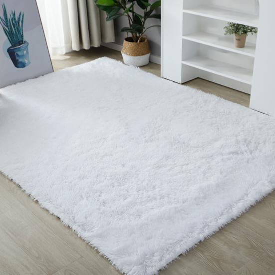 Plush Bedroom Rug, Solid Color Soft Shaggy Carpet, Non-Slip Backing, 19.69 in x 31.5 in Fuzzy Rug for Living Room Kids Room Decor