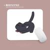 22*18cm Square Cute Cartoon Stretching Black Cat Gaming Mouse Pad Non Slip Rubber Stitched Edge Desk Mat For Home Office Decor