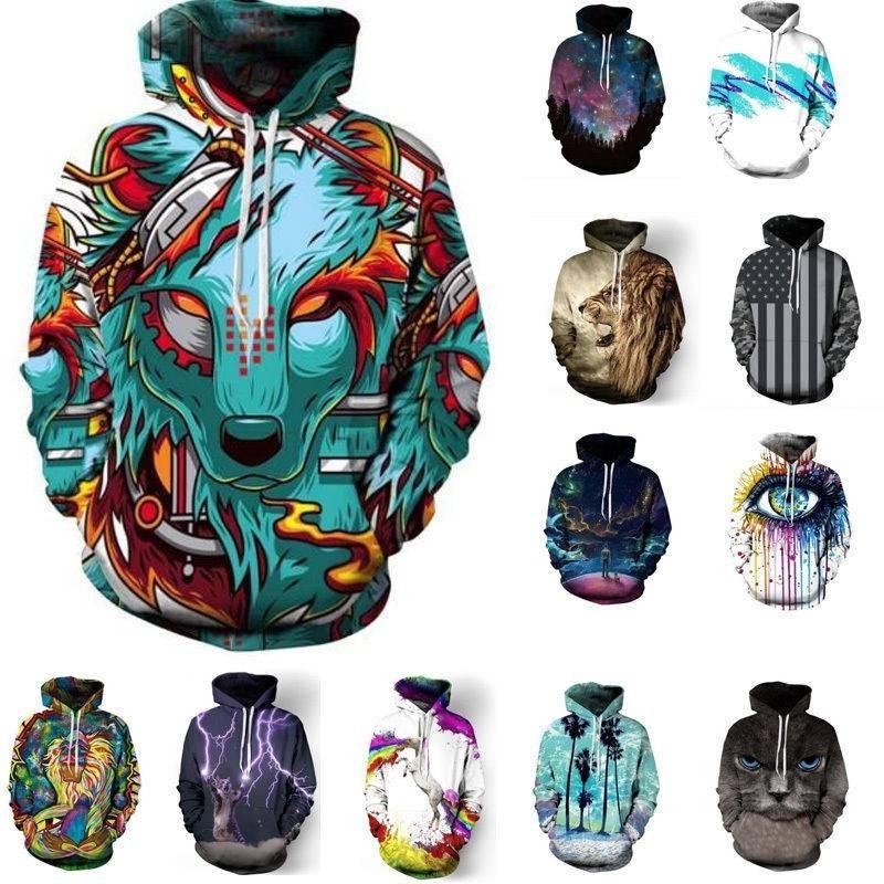 Vibrant Skull Print Digital Pullover Hoodie For Men Comfortable Loose Fit