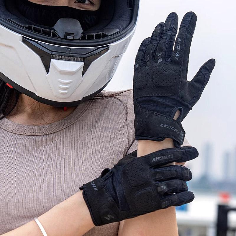 LYSCHY Motorcycle Gloves Men Women Summer Breathable Motocross Riding Gloves Anti-fall Wear-resistant Luvas Touch Screen Guantes