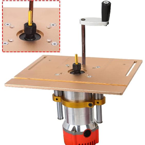 Adjustable Router Lift for 65mm Diameter Universal Trimming Machine,Aluminum Under-Table Router Base for Router Table Insert Base Plate with Double