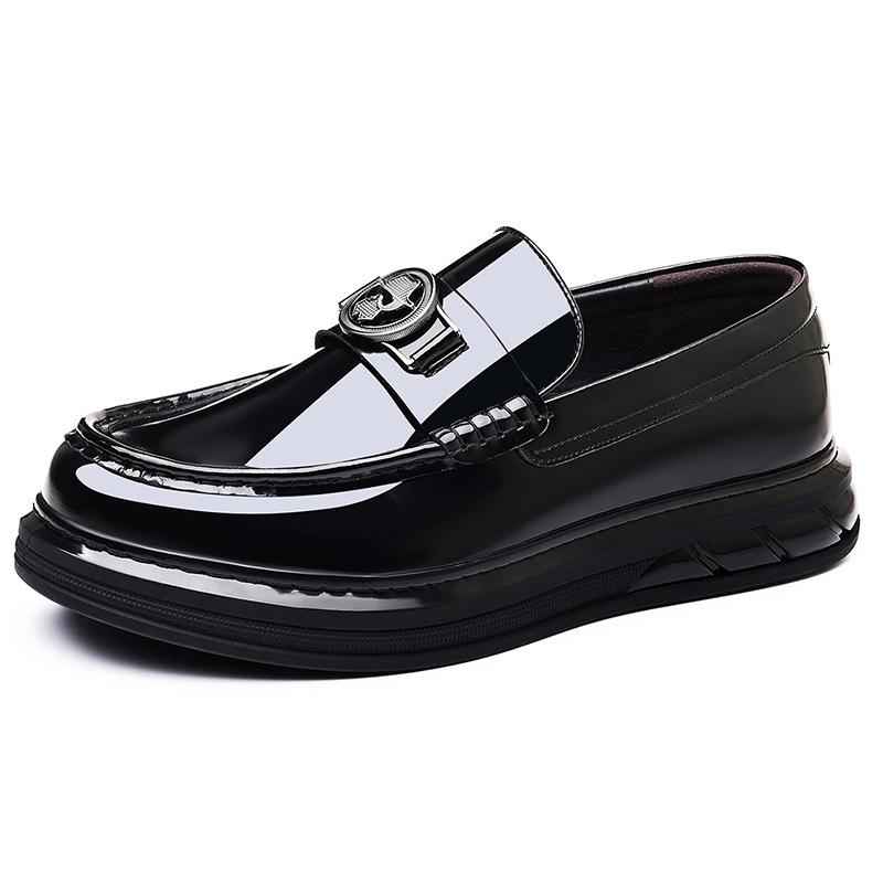 Men s Korean Style Patent Leather Moccasins – Genuine Thick Sole Loafers 41