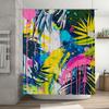Colorful underwater life shower curtain, Marine animal and plant printed bathroom decoration, blue flower