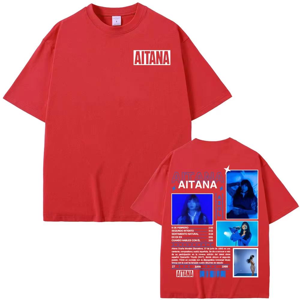 

Singer Aitana Azul Album Tour Graphic T Shirts Men Women Harajuku Vintage T-shirt Summer Top High Quality Cotton Tshirts 3XL