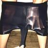 Men Oil Glossy Underwear Sheer Pantyhose Boxer Brief Sissy Panties Open/Close Jj Peni Sheath Pouch Underpant Stretch Boxershorts
